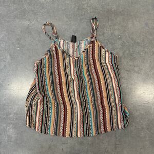 Vintage Y2k Tribal Flowy Boho Cami Multicolor Tank Top Women's Medium